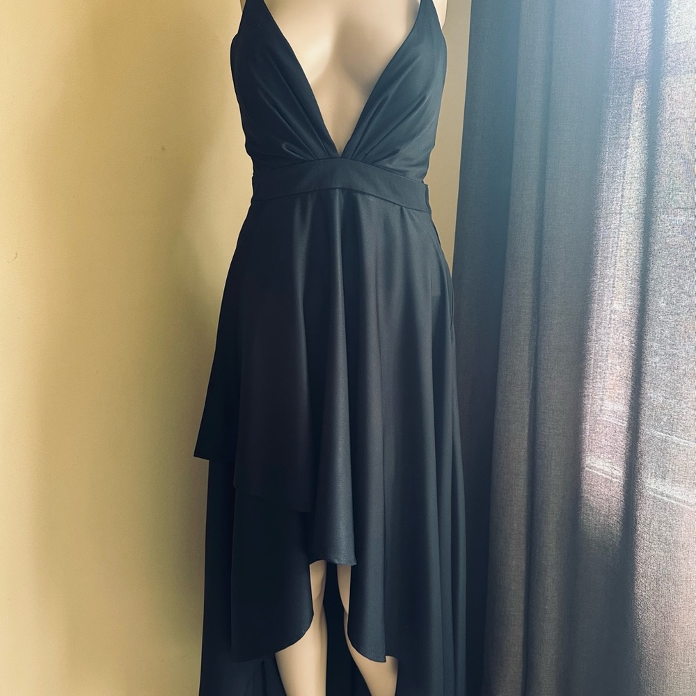 NWOT Black Tie Back High Low Cocktail Dress